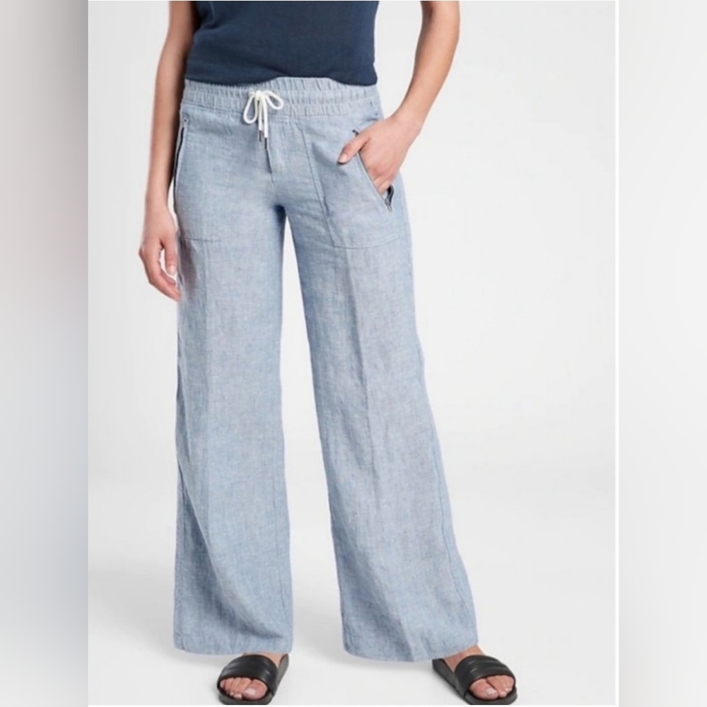 Athleta Cabo Linen Wide Leg Pants
